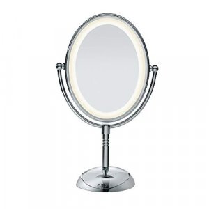 Conair Double-Sided Lighted Makeup Mirror - Lighted Vanity Makeup Mirror With Led Lights; 1X/7X Magnification; Polished Ch