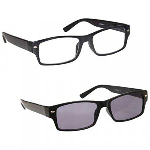 The Reading Glasses Company Black Sun Readers UV400 Mens Womens Spring Hinges S6-1 +2.00