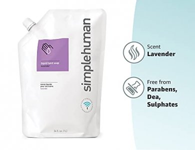 simplehuman FBA_CT1022 Lavender Moisturizing Liquid Hand Soap Refill Pouch, 34 Fl. Oz Count