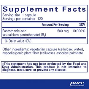 Pure Encapsulations-Pantothenic Acid-Hypoallergenic Supplement Supports Cellular Energy Production,Adrenal & Cardiovascular Health-120 Capsules
