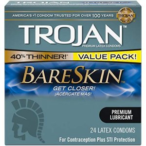 Trojan Bareskin Sensitivity Premium Lubricant Latex Condoms-24 Ea By Trojan