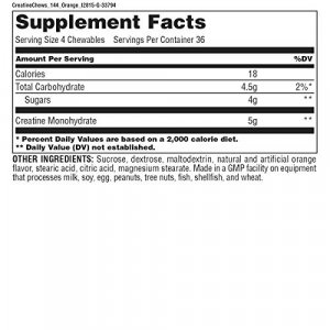 Universal Nutrition 100% Pure Creapure Creatine Monohydrate Chews Orange 144 Count