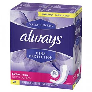 Always Dailies Feminine Panty Liners, Extra Long, Unscented, 92 Count - Pack Of 4 (368 Count Total)
