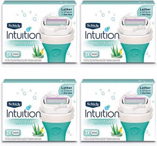 Schick Intuition Pure Nourishment Womens Razor Refills with Coconut Milk and Almond Oil (Pack of 4)
