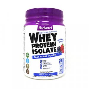 Bluebonnet Nutrition Whey Protein Isolate Powder, Whey From Grass Fed Cows, 26G Of Protein, No Sugar Added, Non Gmo, Gluten Free, Soy Free, Kosher Da