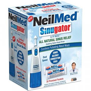 Neilmed Sinugator Cordless Pulsating Nasal Wash Kit With One Irrigator, 30 Premixed Packets And 3 Aa Batteries
