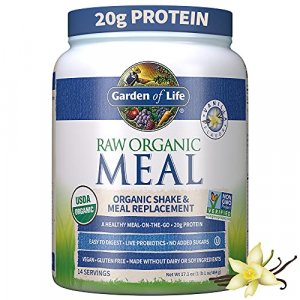 Garden Of Life Meal Replacement - Organic Raw Plant Based Protein Powder, Vanilla, Vegan, Gluten-Free, 17.1 Oz (484G) Powder