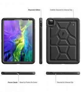 Poetic TurtleSkin Series Designed for Apple iPad Pro 11 2020 & 2018 Case, shockproof Kids Friendly Silicone Bumper Protective Case Cover, Black