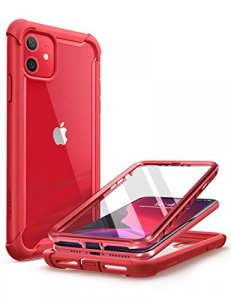 I-Blason Ares Case For Iphone 11 6.1 Inch (2019 Release), Dual Layer Rugged Clear Bumper Case With Built-In Screen Protector (Metallic Red)