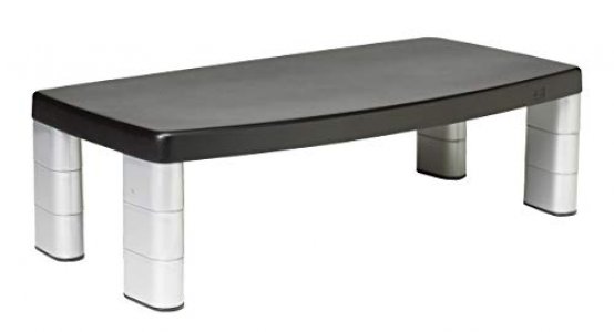 3M Extra Wide Adjustable Monitor Stand Height Adjusts 1-Inch To 5 7/8-Inch - Silver/Black (Ms90B)