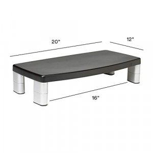 3M Extra Wide Adjustable Monitor Stand Height Adjusts 1-Inch To 5 7/8-Inch - Silver/Black (Ms90B)