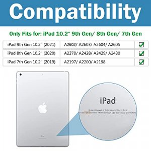 ProCase iPad 10.2 Case 2020 iPad 8th Generation / 2019 iPad 7th Generation Case with Crayon Digital Pencil Holder, Soft Slim Stand Smart Cover