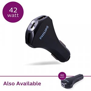 Philips 27W Usb-C Car Charger-Iphone 11/Pro/Max/8,Ipad Pro/Air/Mini,Macbook Air,S10/S9,Google C/3/2,42W Total Usb & Usb-C Power,Black,Dlp2558Q/37