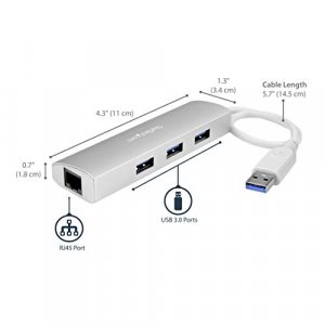 Basics 4 Port USB to USB 3.0 Hub with 5V/2.5A power adapter