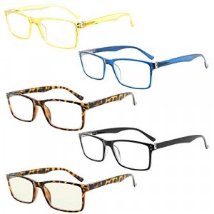 Eyekepper 5-Pack Stylish Readers Quality Spring Hinges Reading Glasses Included Computer Glasses +1.5