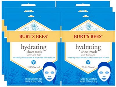 Burt's Bees Hydrating Face Mask, Single Use Sheet Mask, 6 Count