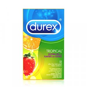 Durex Tropical Flavors Flavored Premium Condoms, 12 Count