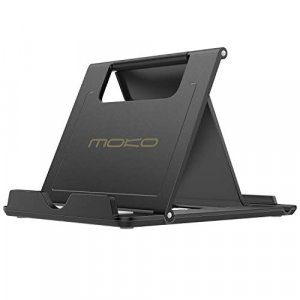 Moko Cell Phone Stand Tablet Stand Universal Foldable Multi-Angle Desktop Holder Black