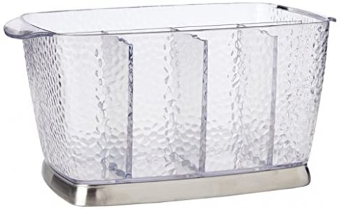 Interdesign Rain Silverware Organizer Caddy - Flatware Storage Solution For Kitchen Countertop Or Dining Table, Clear