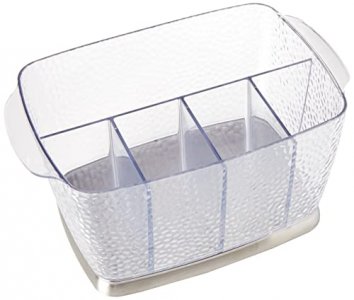 Interdesign Rain Silverware Organizer Caddy - Flatware Storage Solution For Kitchen Countertop Or Dining Table, Clear