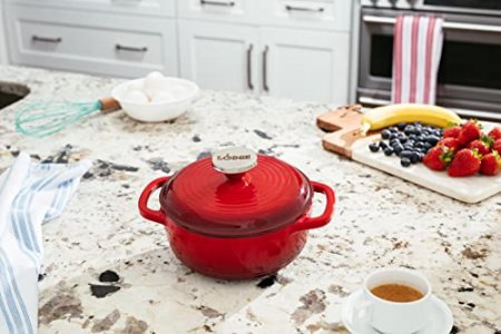Lodge Ec1D43 Enameled Cast Iron Dutch Oven, 1.5-Quart, Red