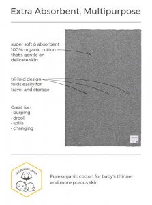 Burt'S Bees Baby - 5 Pack Burp Cloths, 100% Organic Cotton (1 Cloud, 1 Solid Color, 1 Honey Bee Print, 1 Stripe, 1 Alphabet Bee Print, Heather Grey)