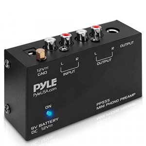 Pyle Phono Turntable Preamp - Mini Electronic Audio Stereo Phonograph Preamplifier, Rca Input, Rca Output & Low Noise Operation (Pp555) Black