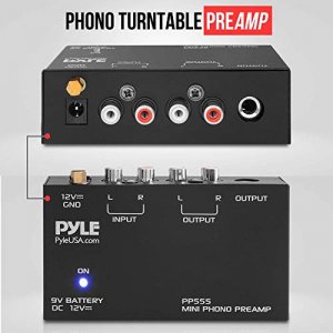 Pyle Phono Turntable Preamp - Mini Electronic Audio Stereo Phonograph Preamplifier, Rca Input, Rca Output & Low Noise Operation (Pp555) Black
