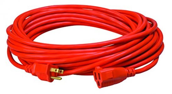Coleman Cable 02308 16/3 Vinyl Outdoor Extension Cord, Orange, 50-Feet