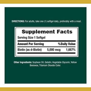 Nature'S Bounty Biotin Supplement, Supports Healthy Hair, Skin, And Nails, 5000Mcg, 72 Tablets
