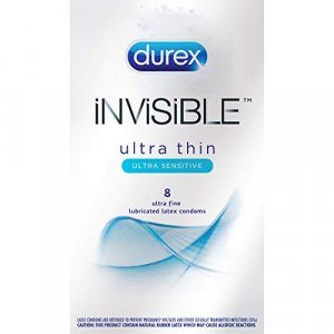 Durex Condoms Ultra Thin Lubricated Invisible Condoms 8 Count