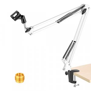 Neewer White Broadcasting Studio Microphone Suspension Boom Scissor Arm Stand Extended Up To 80Cm