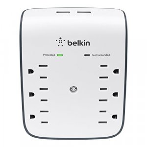 Belkin Surgeplus 6-Outlet Wall Mount Surge Protector With Dual Usb Ports Bsv602Tt