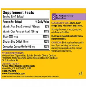 Nature Made Hair, Skin, Nails With Biotin Softgel, 2500 Mcg, 60 Count