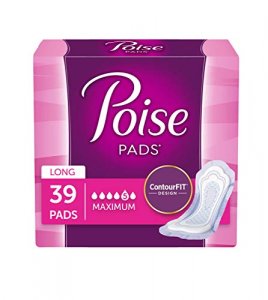 Poise Maximum Absorbency Long Pads W/Side Shields, 39 Ct