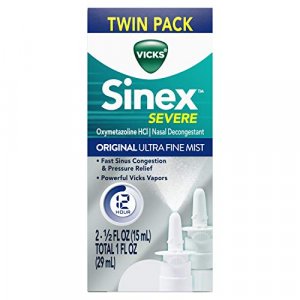 Vicks Sinex SEVERE, Nasal Spray, Original Ultra Fine Mist Sinus Decongestant for Fast Relief of Cold & Allergy Congestion, Sinus Pressure Relief, Twi