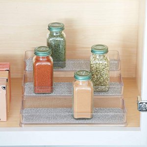 Interdesign Twillo Spice Rack, Organizer For Kitchen Pantry, Cabinet, Countertops - Wide, 3-Tier, Metallico/Clear