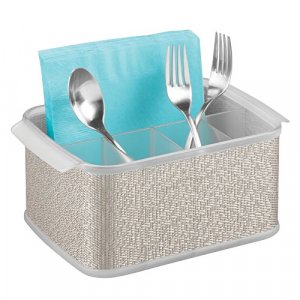 Interdesign Twillo Silverware Organizer Caddy - Flatware Storage Solution For Kitchen Countertop Or Dining Table, Metallic