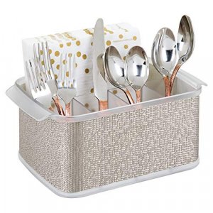 Interdesign Twillo Silverware Organizer Caddy - Flatware Storage Solution For Kitchen Countertop Or Dining Table, Metallic