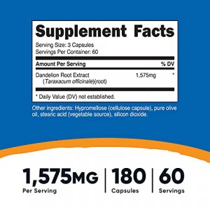 Nutricost Dandelion Root 525mg (180 Capsules) - 1575mg Serving, Non-GMO, Gluten Free