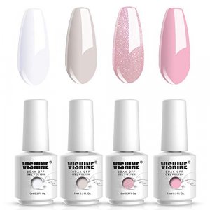 Vishine Gel Polish French Manicure Kit Top Base Coat Set Nail Gel Color  White Pink Pedicure