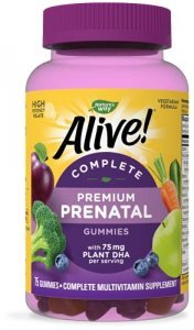Nature'S Way Alive! Prenatal Premium Gummy Multivitamin With Dha, Fruit And Veggie Blend (150Mg Per Serving), Full B Vitamin Complex, Gluten Free,