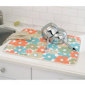 Interdesign Idry Microfiber Dish Drying Mat, 18-Inch By 24-Inch, Bright/Ivory