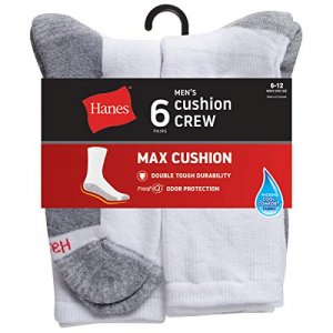 Hanes Men'S Comfortblend Max Cushion Crew Socks 6-Pack White Shoe Size: 6-12