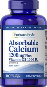 Puritan'S Pride Absorbable Calcium 1200 Mg With Vitamin D 1000 Iu, 100 Softgels