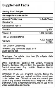 Puritan'S Pride Absorbable Calcium 1200 Mg With Vitamin D 1000 Iu, 100 Softgels