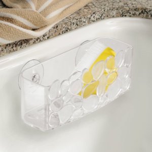 Interdesign Pebblz Kitchen Sink Suction Holder For Sponges, Scrubbers, Soap - Clear