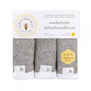 Burt'S Bees Baby Washcloths Absorbent Knit Terry Super Soft 100% Organic Cotton(Heather Grey 6-Pack)