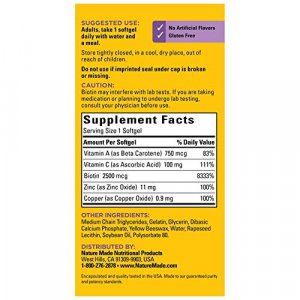 Nature Made Hair, Skin And Nails With 2500 Mcg Biotin Softgels, 120 Count
