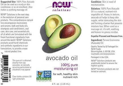 Now Foods Avocado Oil, Moisturizing 4 Oz. (Edible)